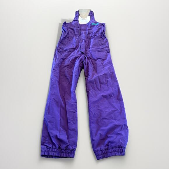 Vintage Fila Purple Snowboarding Ski Jumpsuit Bib Size 34 Made In Italy - Picture 1 of 11